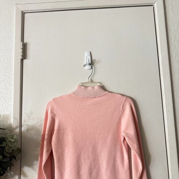 ☀️ NANETTE LEPORE Ruffle Hem Baby Pink Mockneck Sweater Cute Girly Cottage Small - Picture 2 of 7